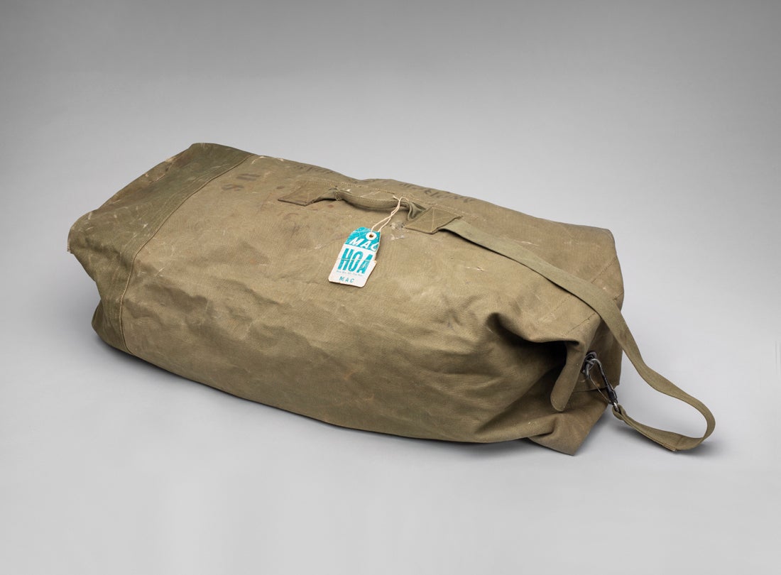U.S. Army duffel bag with Bien Hoa Air Base luggage tag  mid-1960s