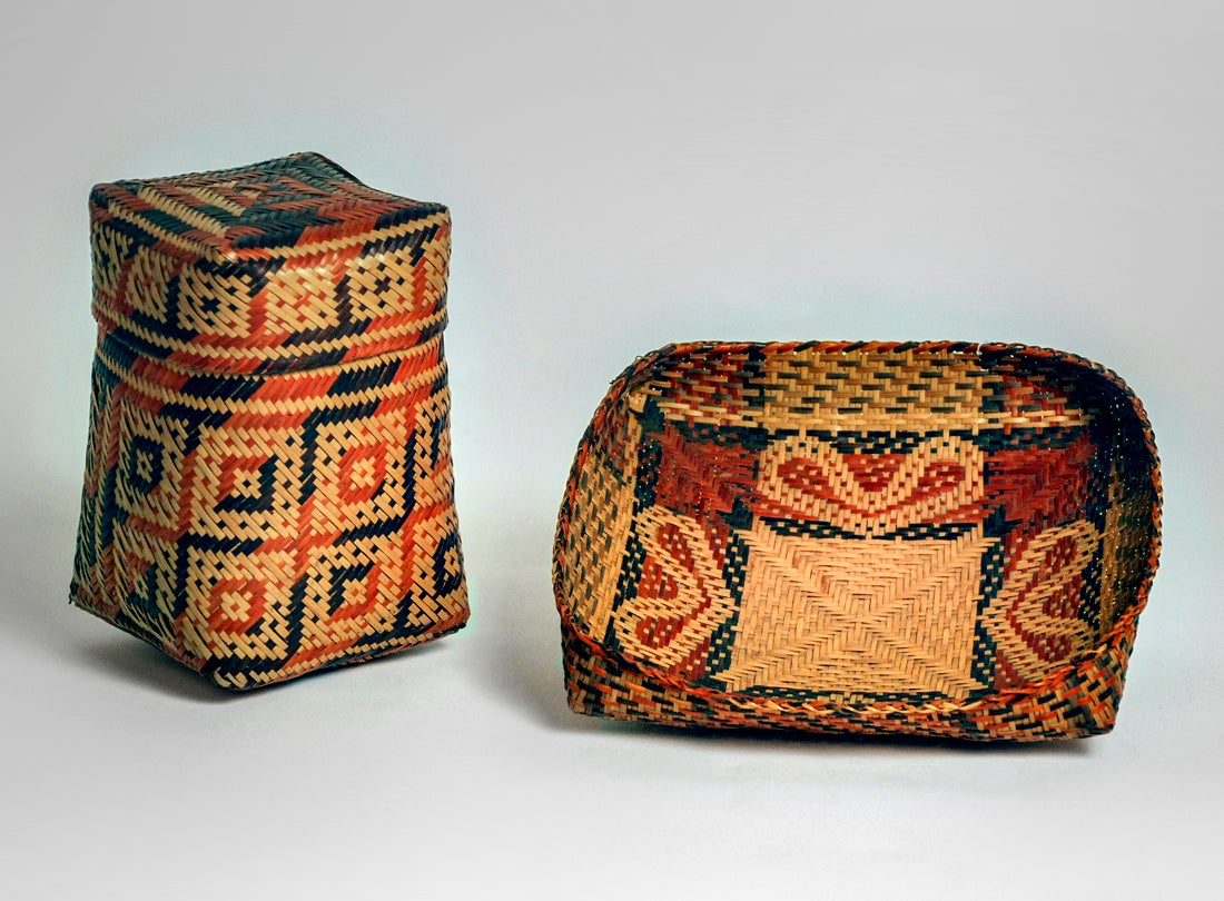 Basket with lid  late 19th–early 20th century and Fanner  basket late 19th–early 20th century