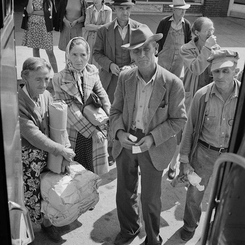 Passengers waiting to get on the Greyhound bus at Rome, Georgia  1943