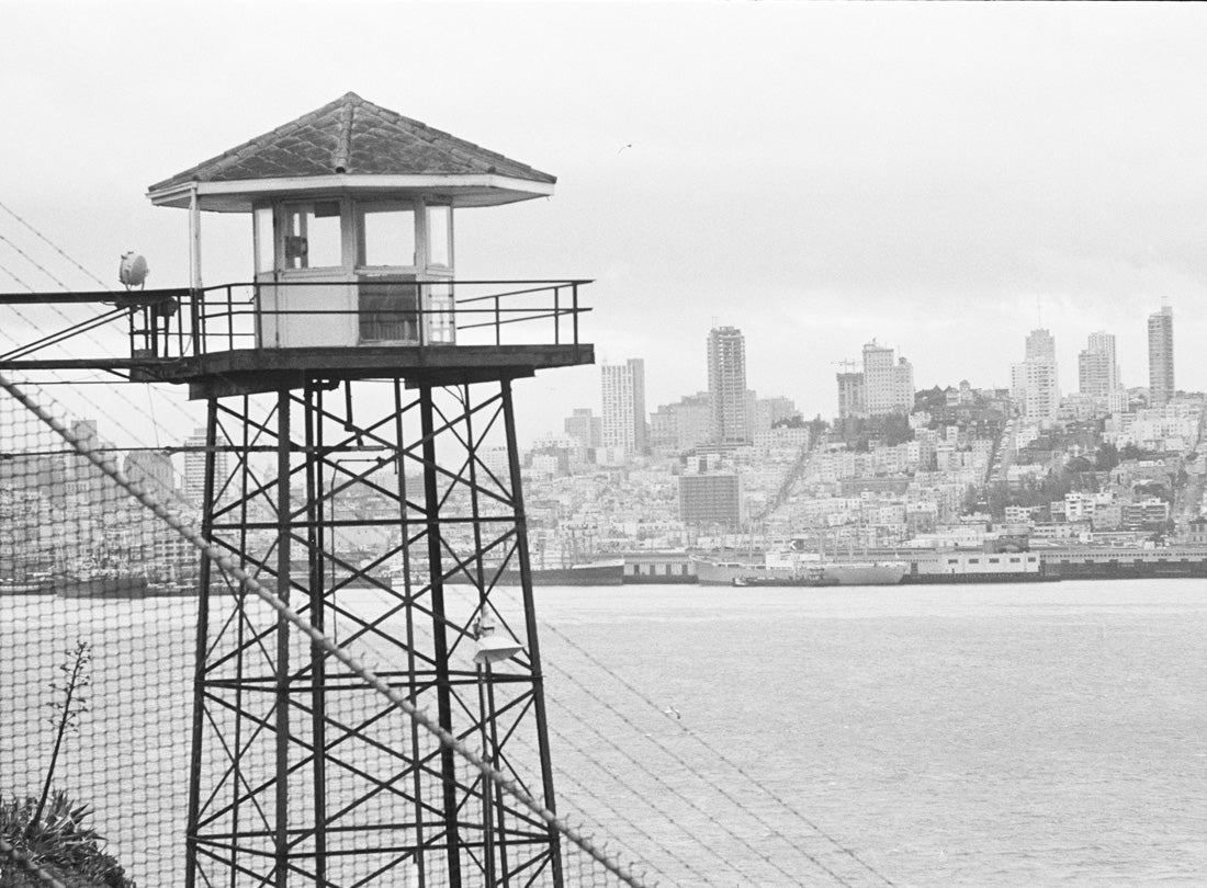 Guard tower overlooking the bay, Alcatraz, San Francisco  1963
