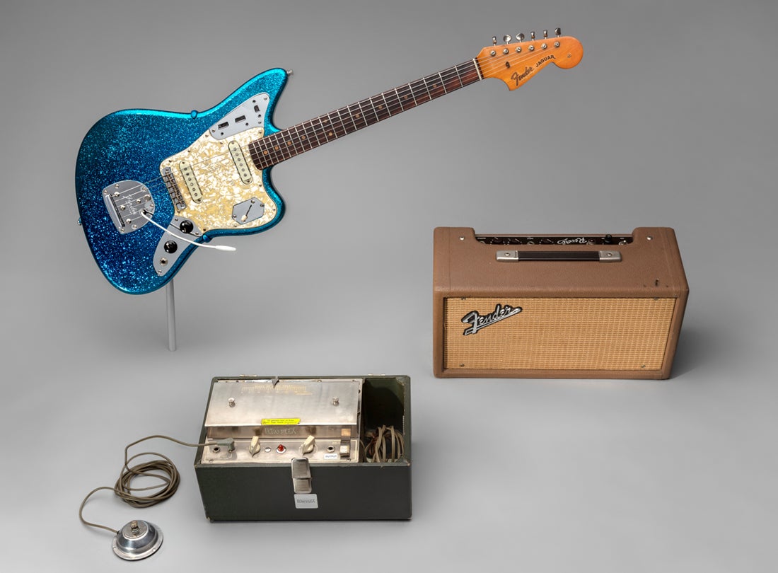 Fender Jaguar  1963/2010; Fender 6G15 Reverb  1964; Echoplex EP–2 tape delay echo  1967