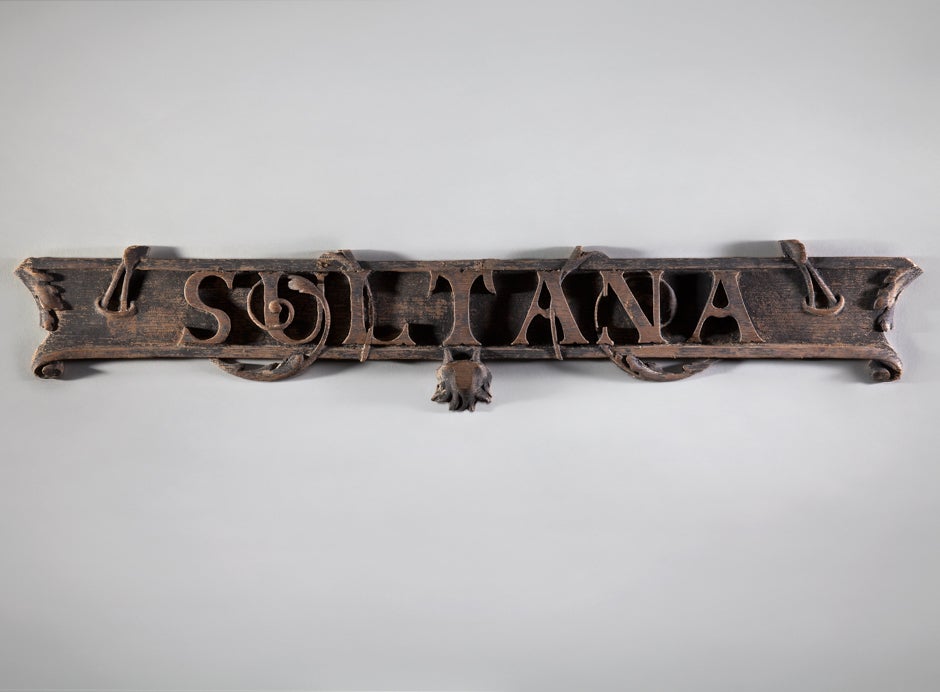 Nameboard from the Sultana 