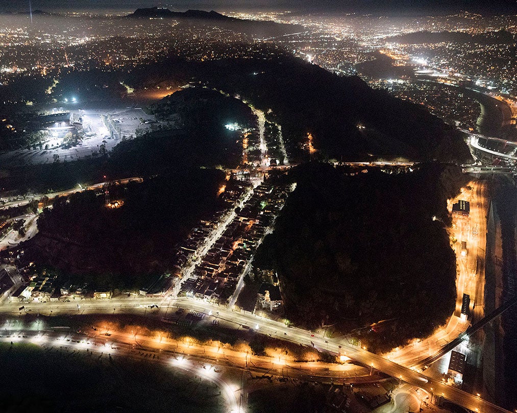 Solano Canyon Community Looking Northwest, Dodger Stadium at Left, Los Angeles, CA  2016