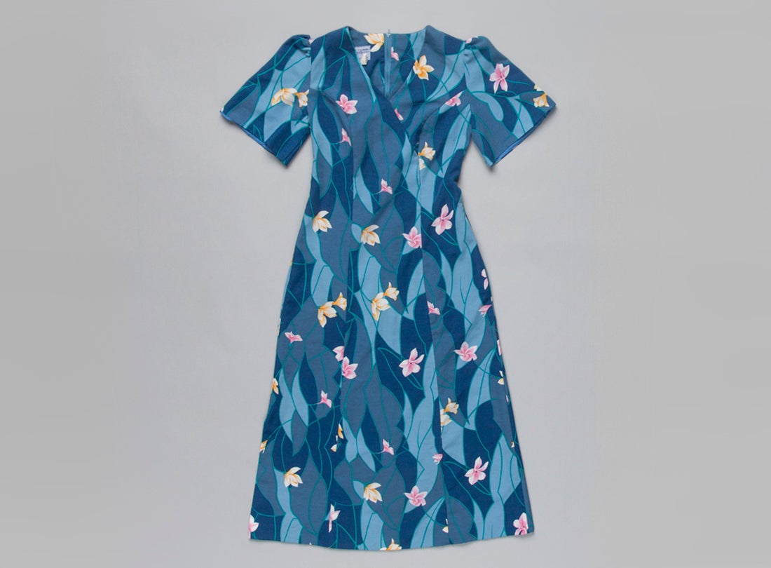 United Air Lines Hawaiian flight attendant uniform dress  1980s