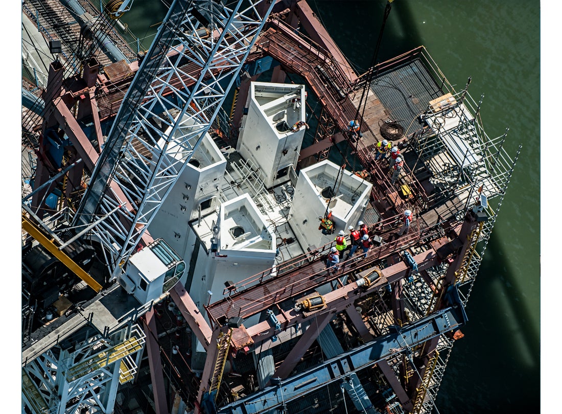 Four legs come together as one tower