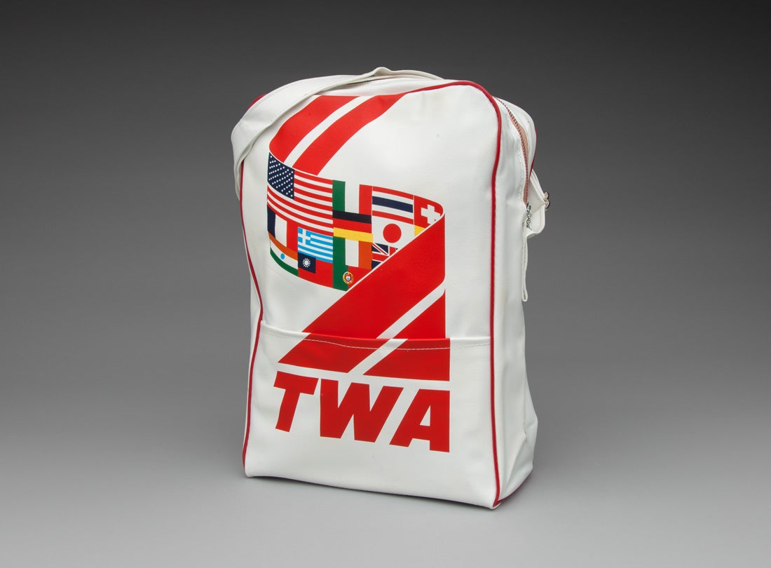 TWA (Trans World Airlines) flight bag  1970s