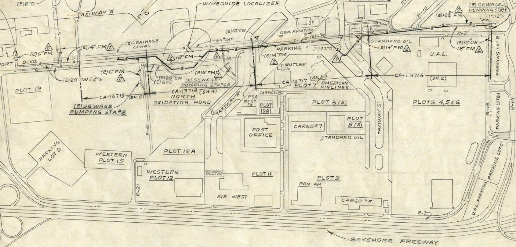 Site plan detail of West Cargo Area, San Francisco International Airport (SFO)  March 1972