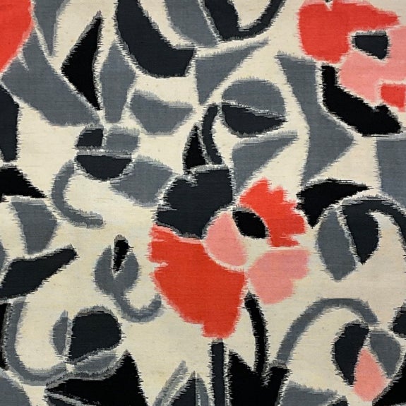 Detail of Meisen kimono with floral pattern  1930s