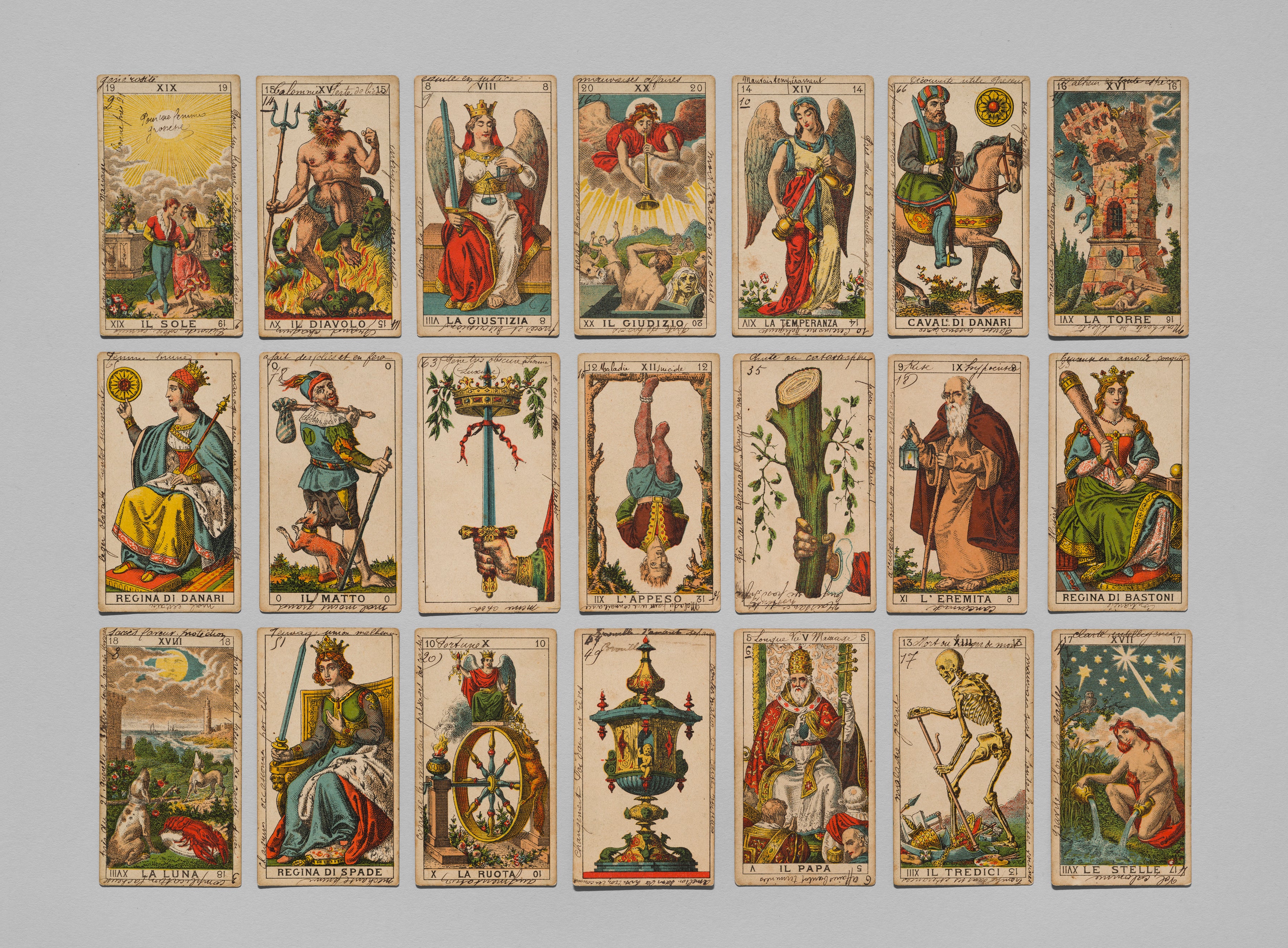Cards from Soprafino Dellarocca tarot  1883
