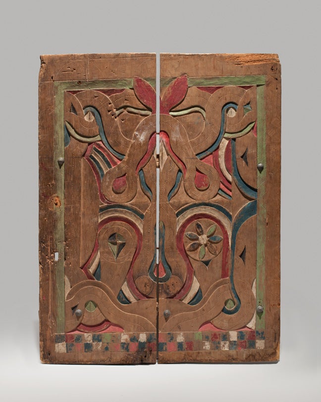 Door  early to mid-1900s Maroon peoples Suriname carved and painted wood