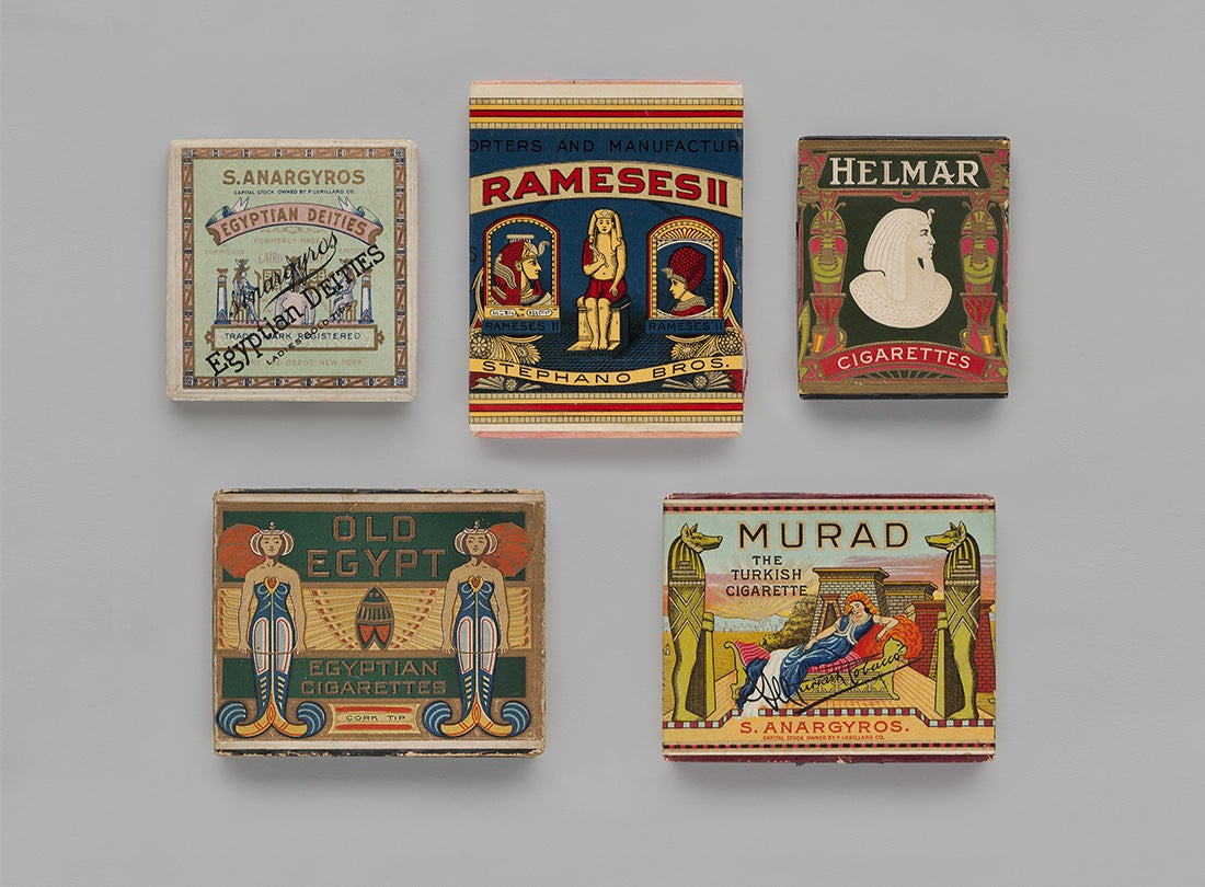 Cigarette packs and cigarettes  early 1900s Various manufacturers United States L2014.2913.001, .002. .003. .004, .005