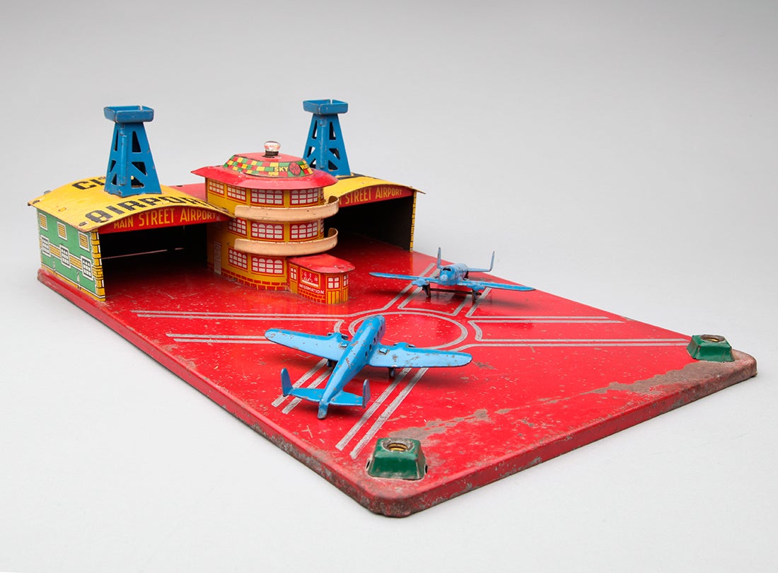 City Airport play set with Lockheed L-10 Electras  c. late 1930s