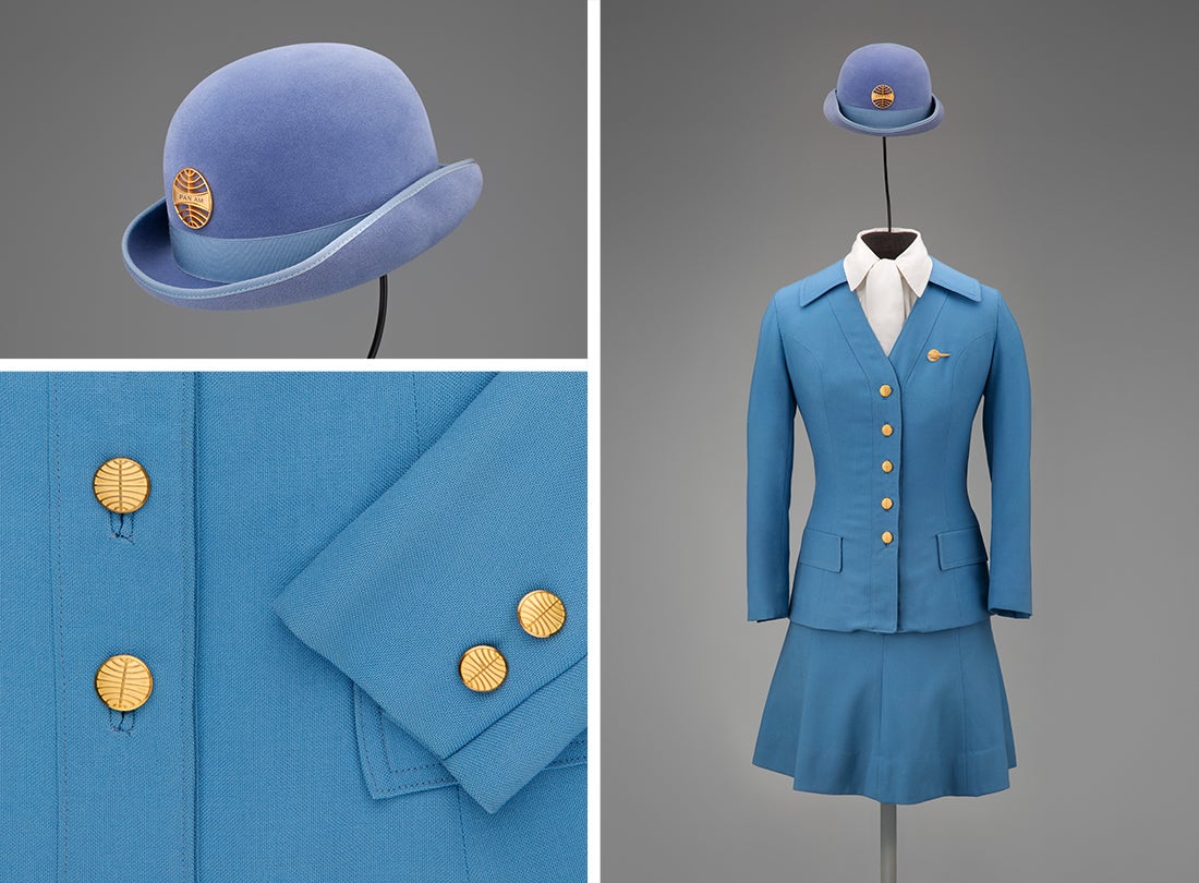 Pan American World Airways stewardess uniform by Frank Smith for Evan-Picone  1971