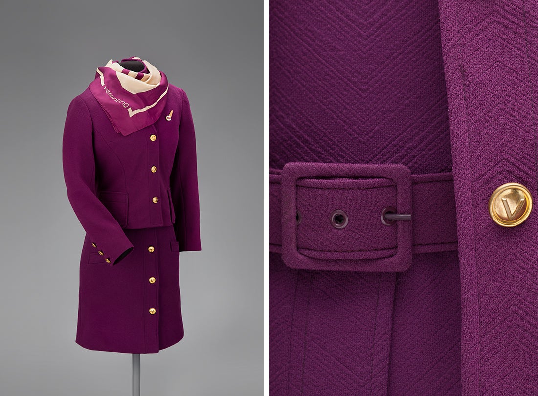 Trans World Airlines flight attendant uniform by Valentino 1971