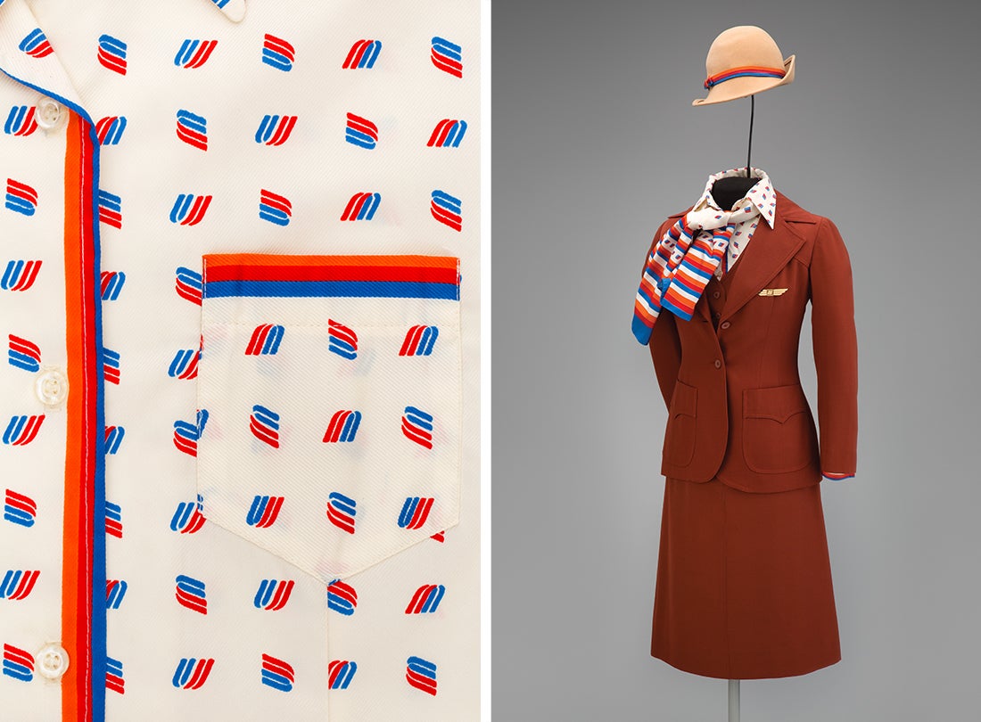 United Airlines flight attendant uniform by Stan Herman  1976