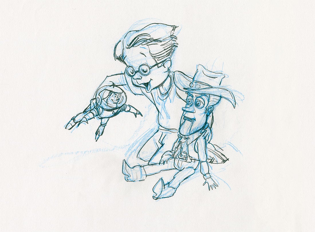 Andy, Buzz, and Woody