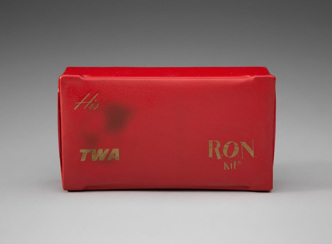 TWA (Trans World Airlines) R.O.N. (remain over night) amenity kit 1950s