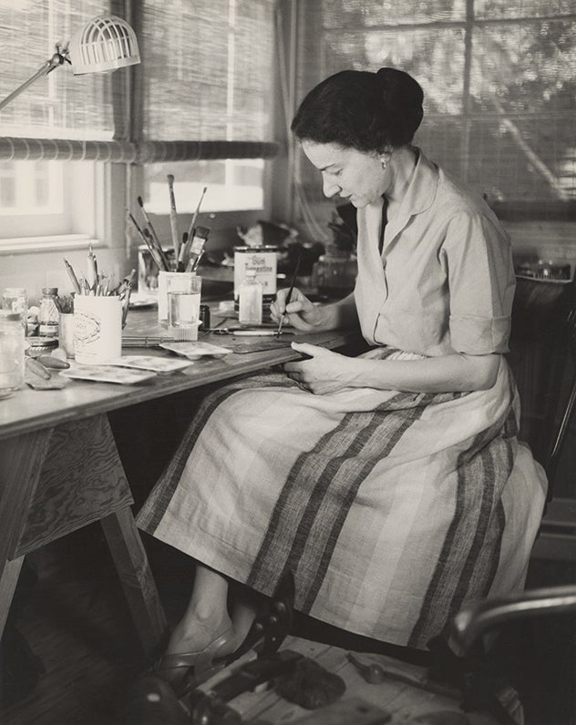 June Schwarcz working in her studio  1957 Lynn G. Fayman (1904–68) La Jolla, California Courtesy of the Enamel Arts Foundation R2023.0602.001