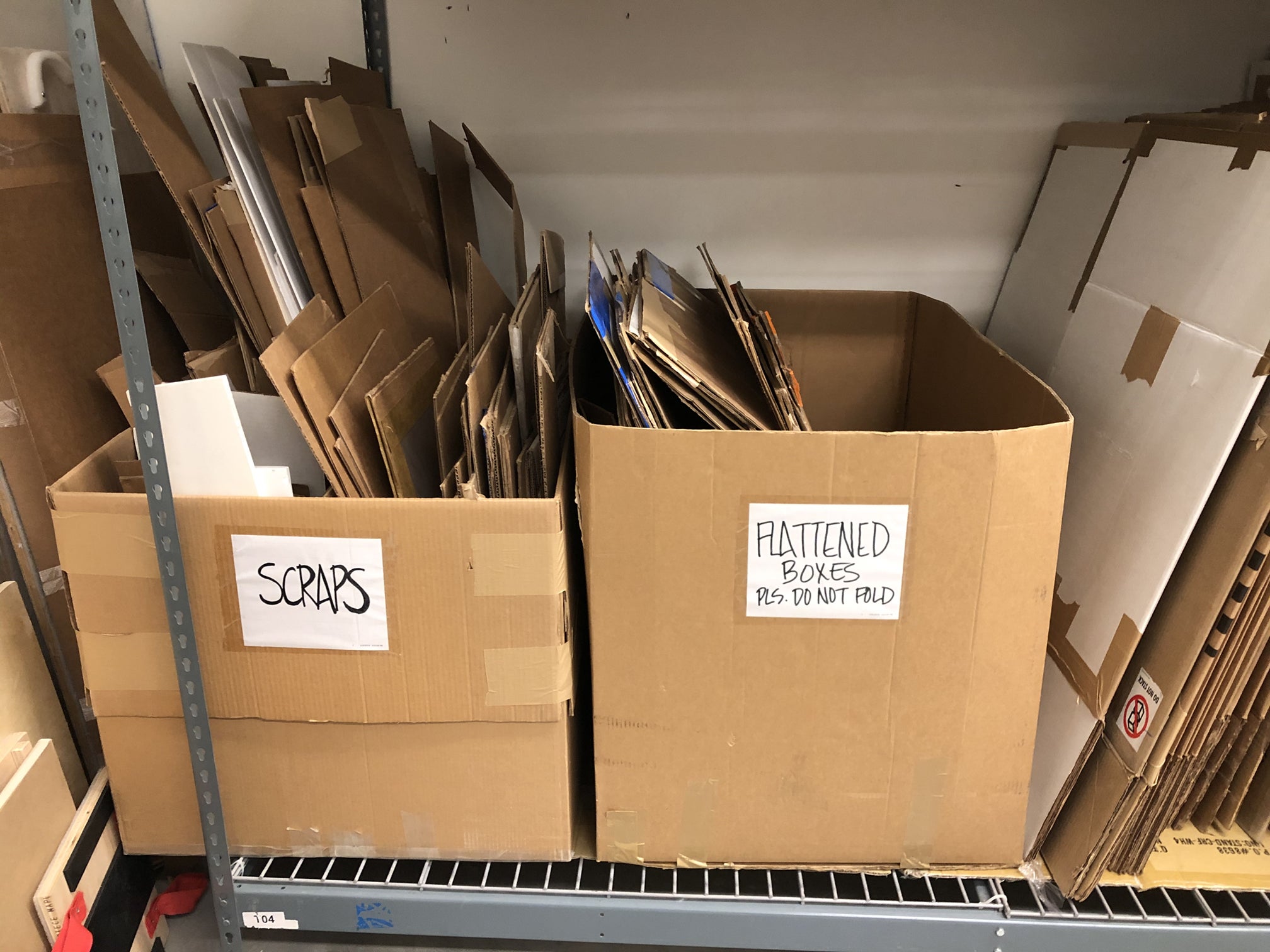 SFOM cardboard storage