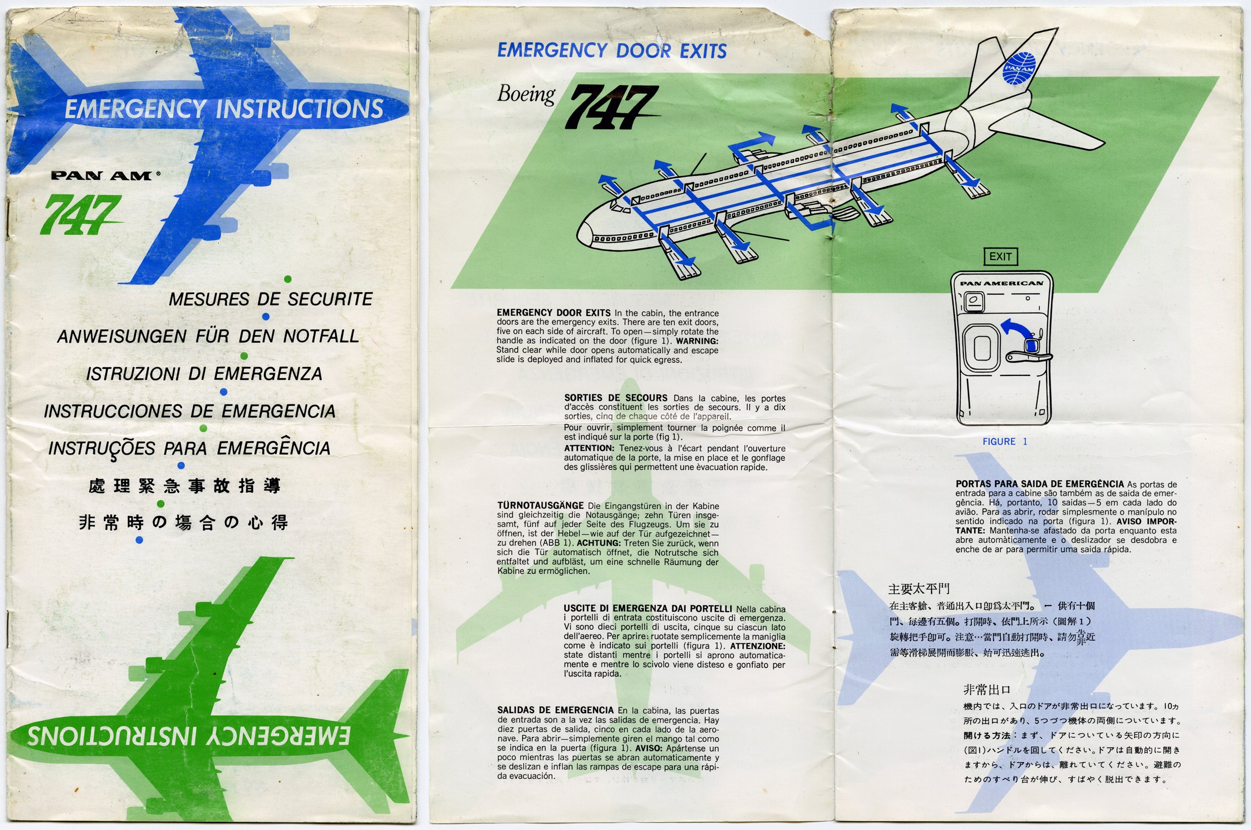  Pan Am Boeing 747 safety information card  1970