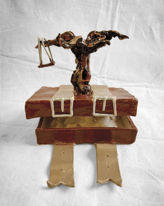 Cultivation  2022 Maggie Templeton digital photograph of glazed sculpture  Courtesy of the artist and Martha Anne Kuntz, Notre Dame High School, Belmont