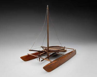 Patent model for Nat Herreshoff’s catamaran  April 10, 1877
