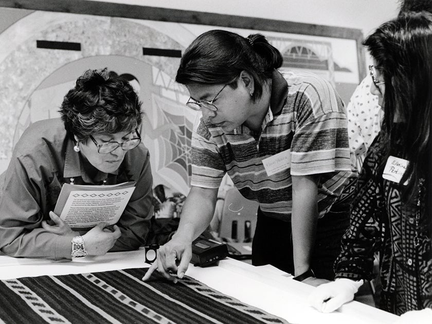 NMAI’s Navajo textile workshop at Navajo Community College, now Diné College, Tsaile, Arizona  1996