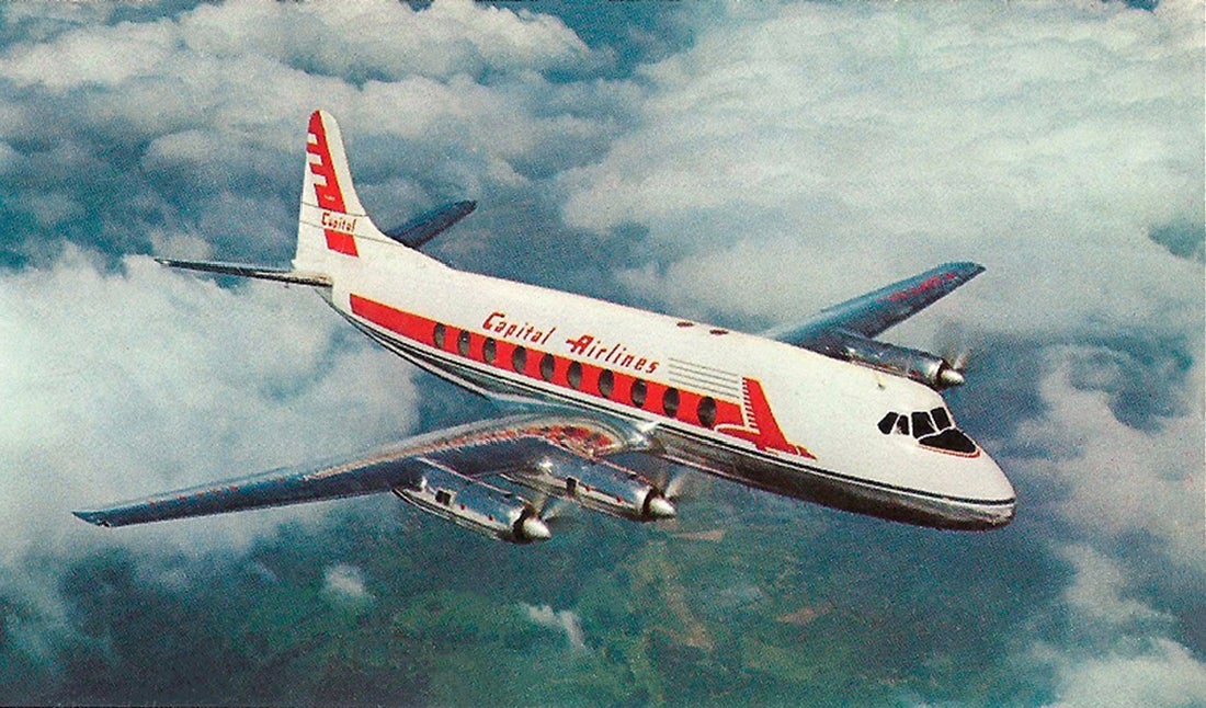 Capital Airlines Vickers Viscount model aircraft postcard 