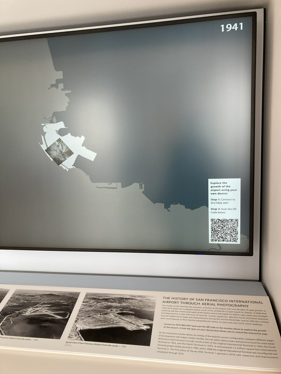 Interactive monitor (view 2) in SkyTerrace gallery, SFO