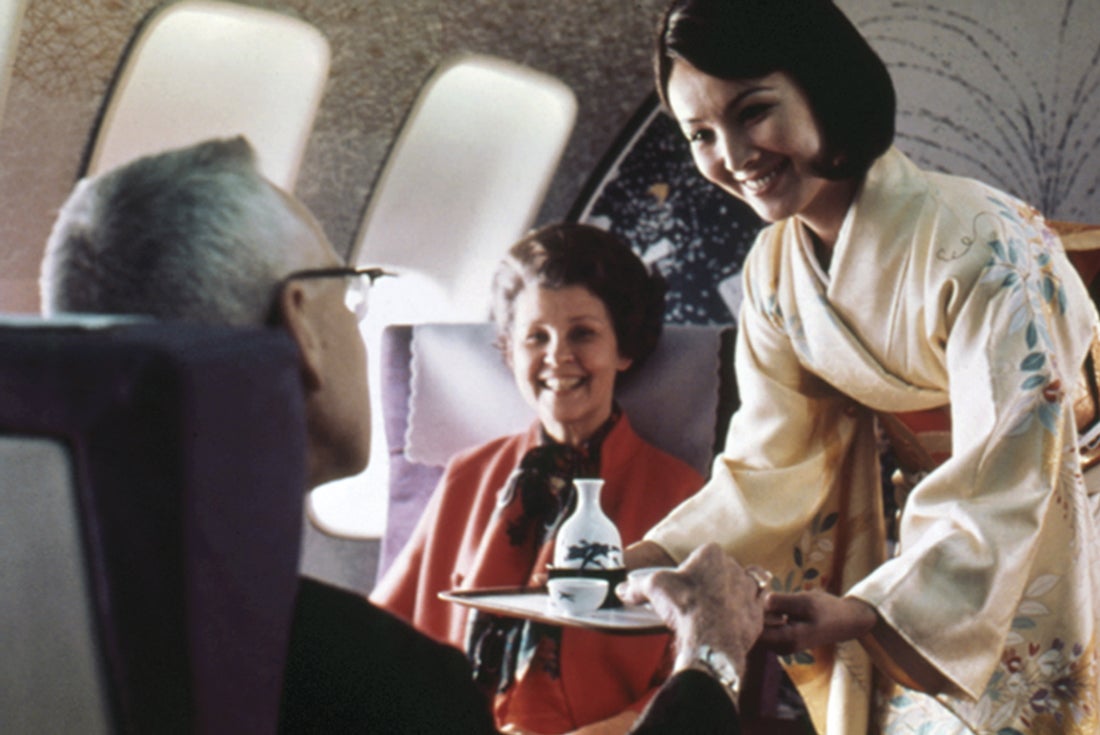 Japan Air Lines first-class sake service  1977