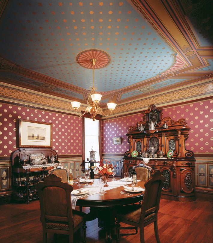 Neo-Classical dining room in Pompeiian colorway  c. 1995 San Francisco