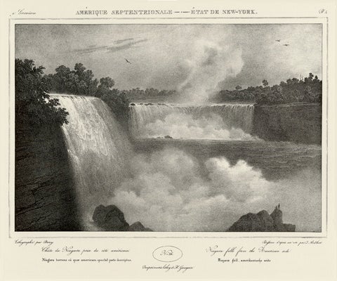 “Niagara Falls from the American Side” Picturesque Itinerary of the Hudson River and the Peripheral Parts of North America (1828¬–29) Jacques-Gérard Milbert (1776¬–1840) published in the United States by Gregg Press, Ridgewood, New Jersey (1968) R2019.0308.005
