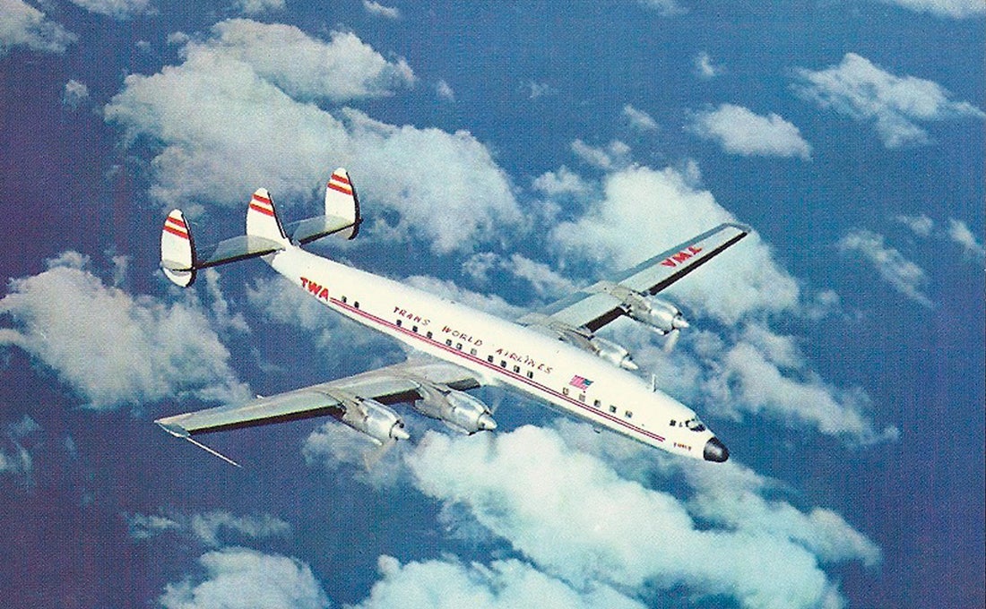 TWA (Trans World Airlines) Lockheed 1649 Starliner postcard 