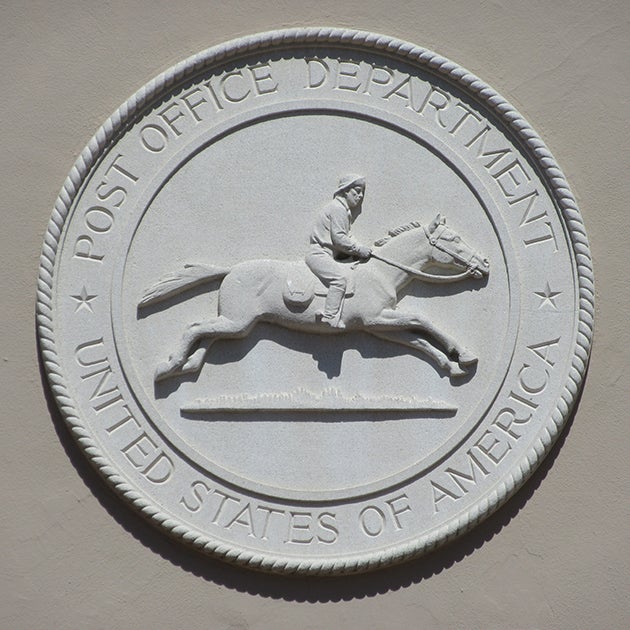 Postal seal outside USPS Air Mail Center, Airport Branch  2022