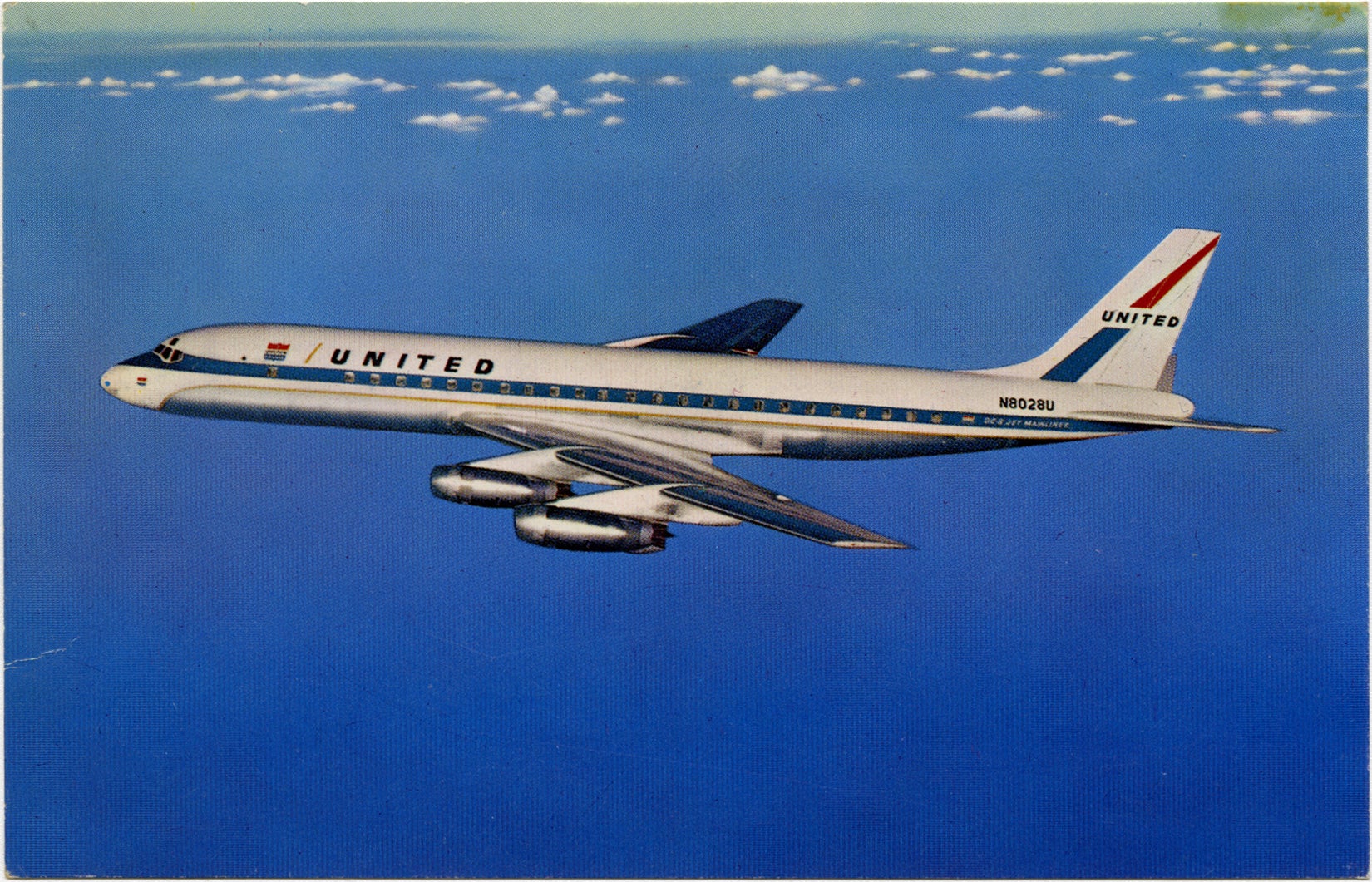 United Air Lines Douglas DC-8 Jet Mainliner postcard  