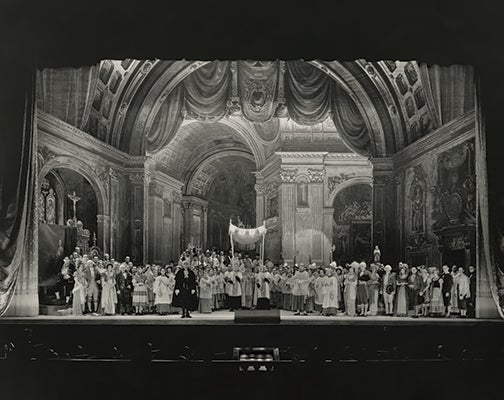 Cast of Tosca onstage during War Memorial Opera House opening night  October 15, 1932