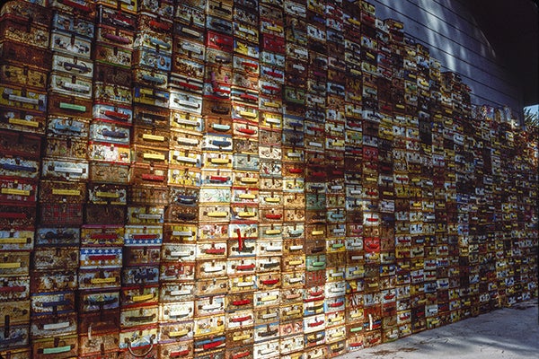 Wall of Lunchboxes at Museum  1992 Mickey McGowan (b. 1946) Mill Valley, California Courtesy of Mickey McGowan, Unknown Museum Archives R2023.0301.001.028