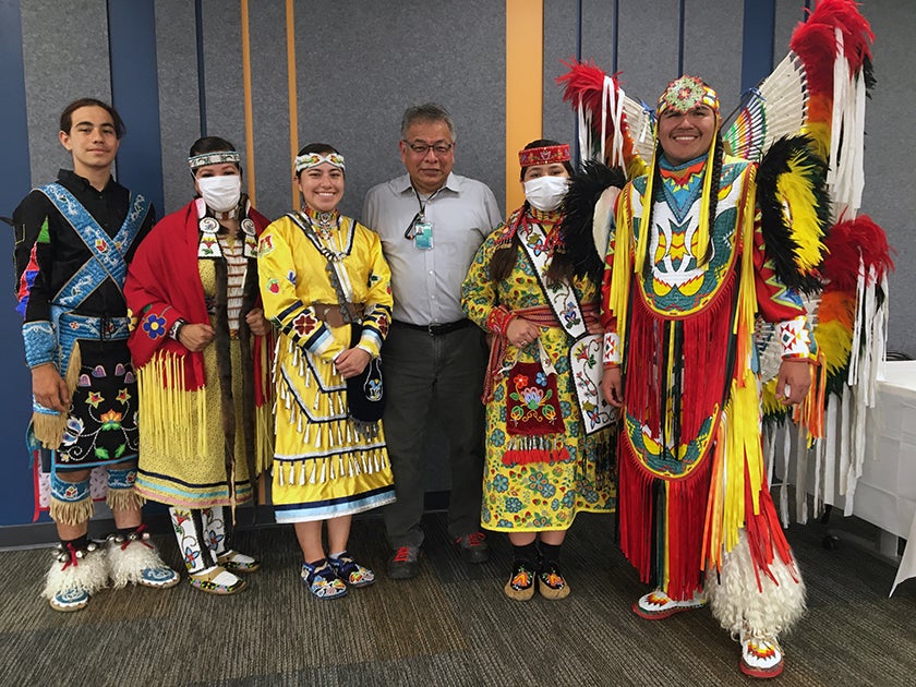 Participating in SFO noontime forum in observance of Native American Heritage Month  November 29, 2021 | With Native dancers in regalia at colleague’s retirement celebration  2022