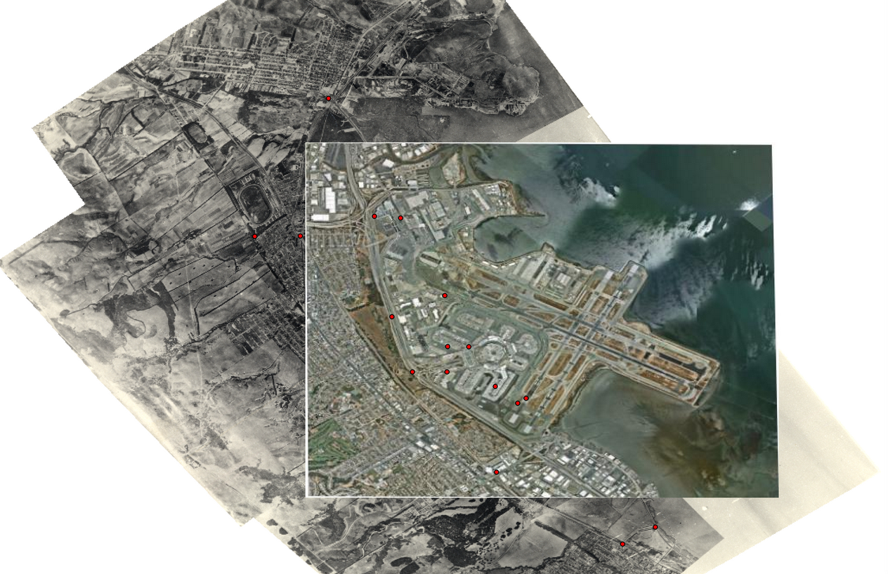 Aerial maps San Francisco Bay coastline 