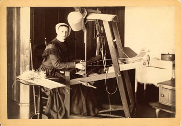 Sister Bertha Mansfield at her loom
