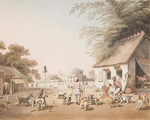 Dooreahs or Dog Keepers Leading out Dogs Oriental Field Sports  