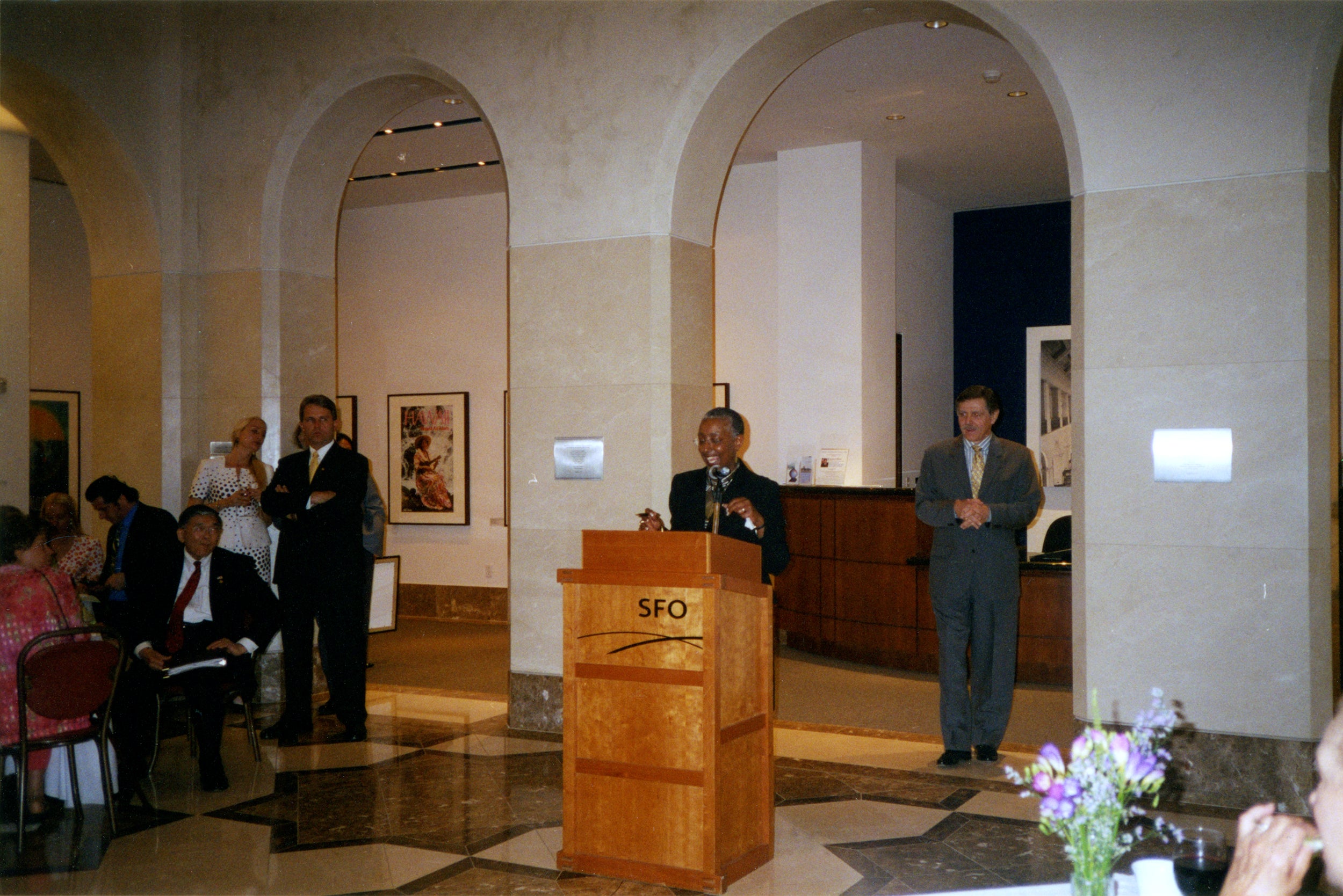 Angela Gittens speaks at the Aviation Museum & Library, San Francisco International Airport (SFO)  April 24, 2004