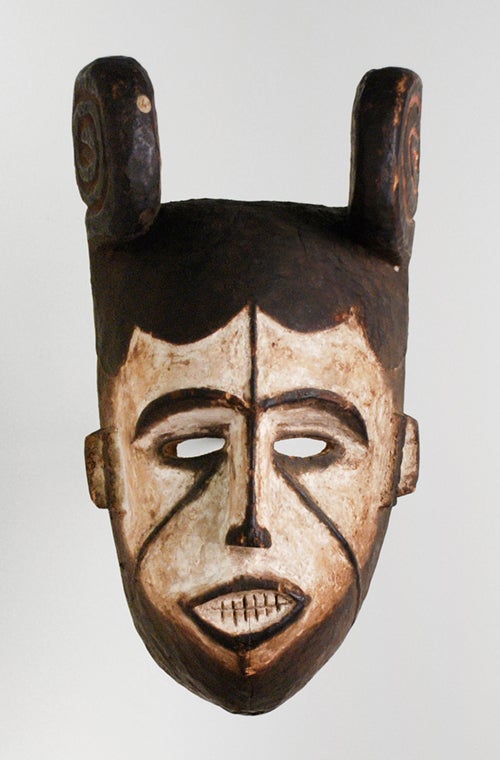 Maiden mask c. 1930–45; Made by Ugbozo Ozooha-Aga; Igbo; Obiama, Nigeria, West Africa; wood, pigment; Collection of the Phoebe A. Hearst Museum of Anthropology