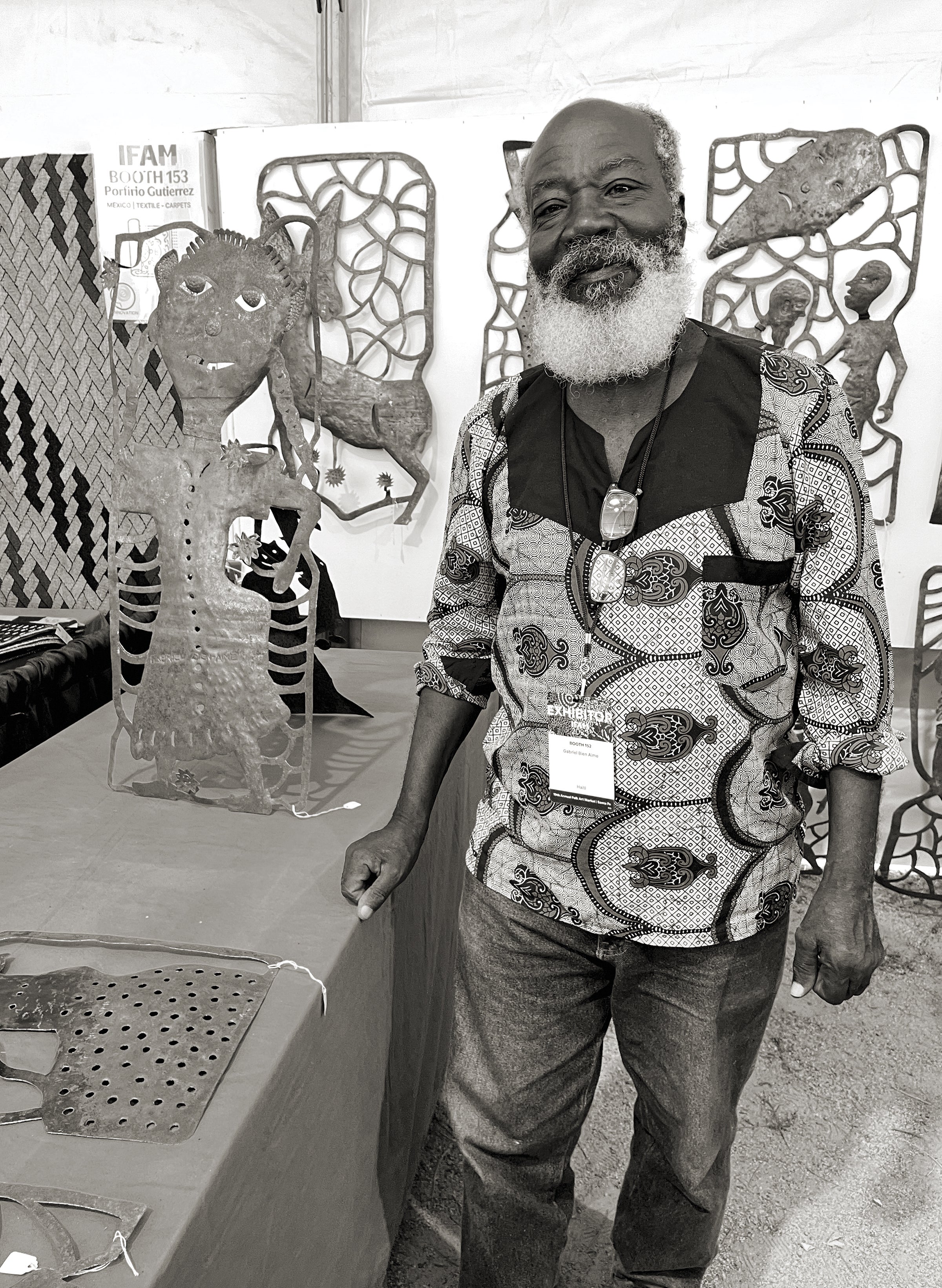Gabriel Bien-Aimé at the International Folk Art Market  July 2023  Santa Fe, New Mexico Photograph courtesy of Anthony Hart Fisher