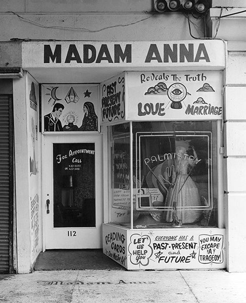 Madam Anna fortune-telling storefront 1973