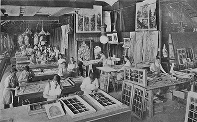 Glass shop at Tiffany Studios  1913