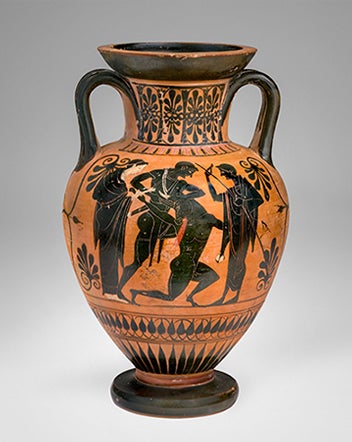 Attic black-figure neck amphora  late 6th century bce