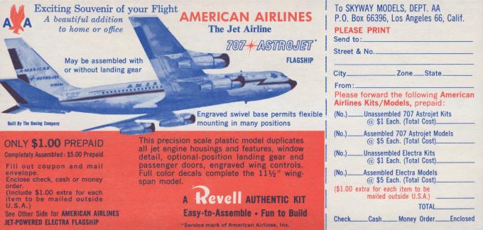 flight information packet: American Airlines, Boeing 707 Astrojet