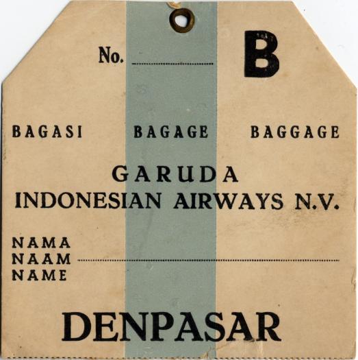 luggage identification tag Garuda Indonesian Airways SFO Museum