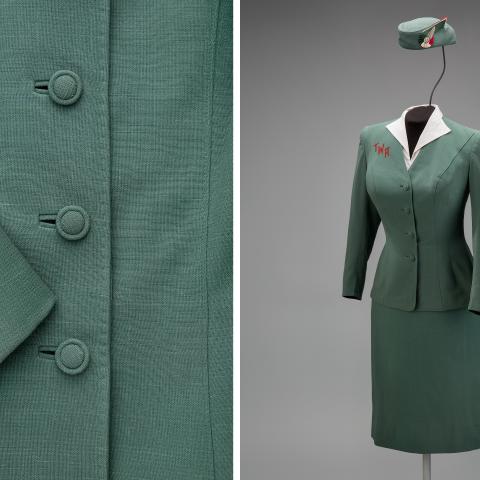 Trans World Airlines hostess uniform by Oleg Cassini